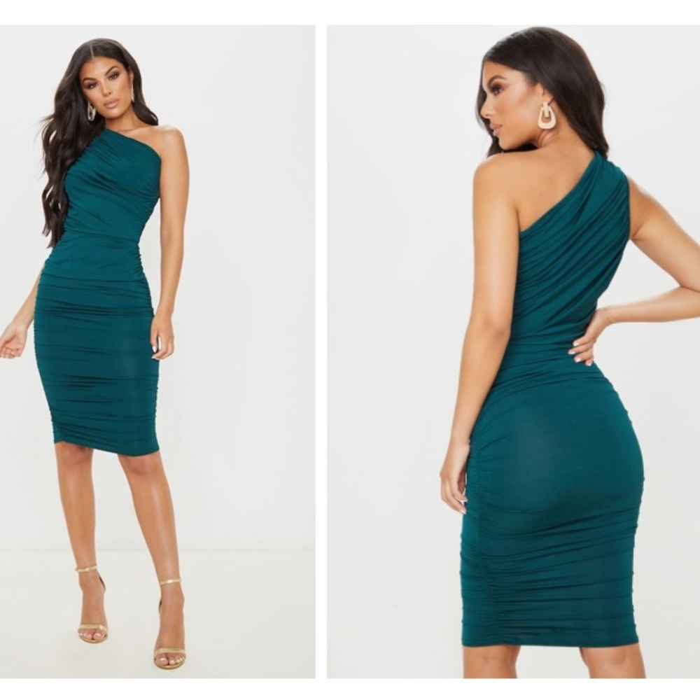 Pretty little thing one shoulder ruched midi dress
